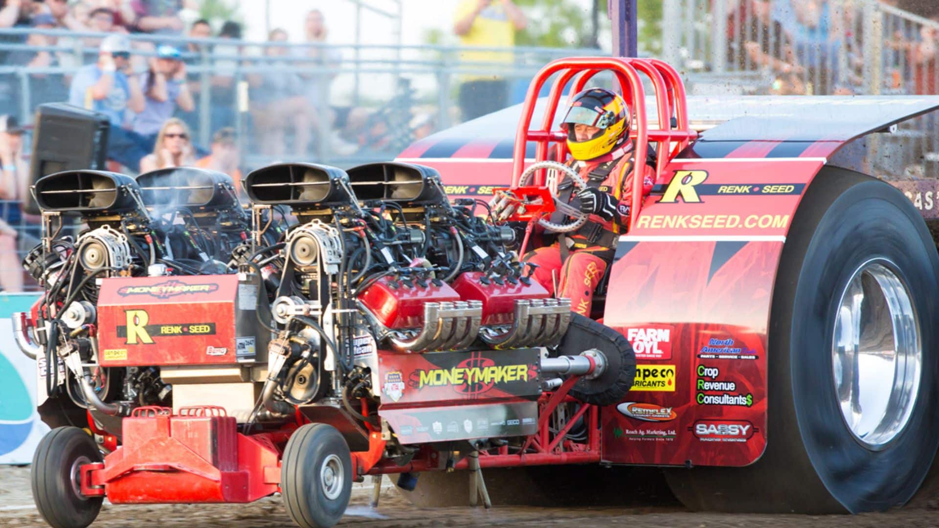 Modified Tractor nicknamed "Money Maker" racing at the Greene County Mega Pull.