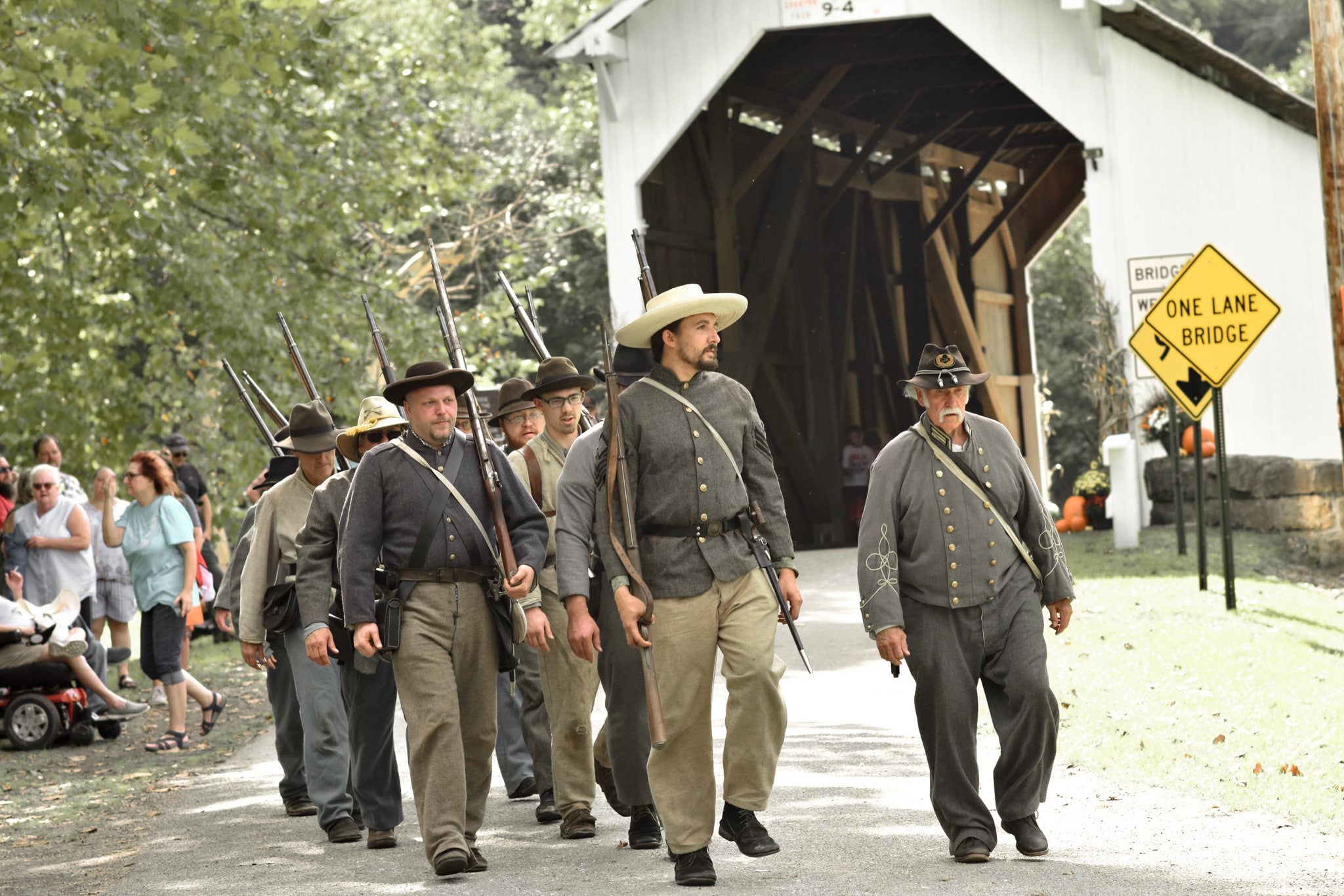 31st Virginia Infantry Company H soldiers marching to the battlefield.