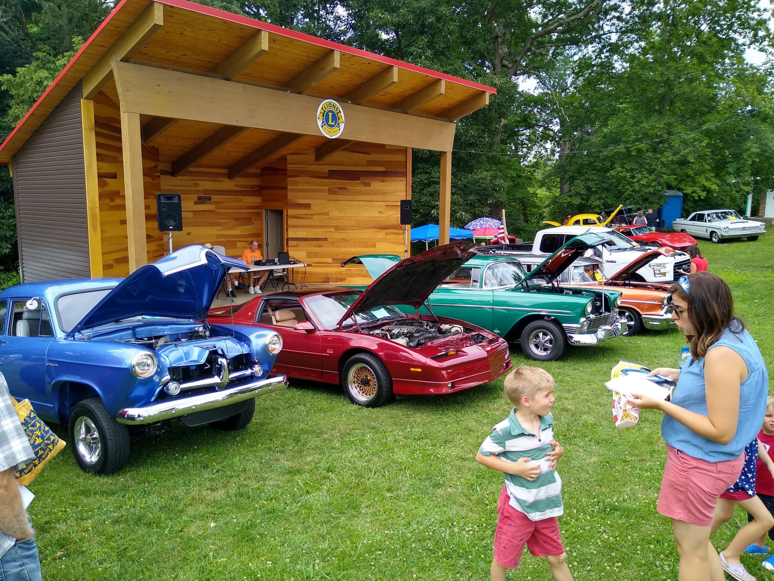 Photograph of Waynesburg Lions Club car show in front of the amphitheater.
