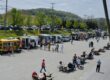 Aerial photograph of Battle and Thrive Food Truck Festival at the Greene County Fairgrounds.