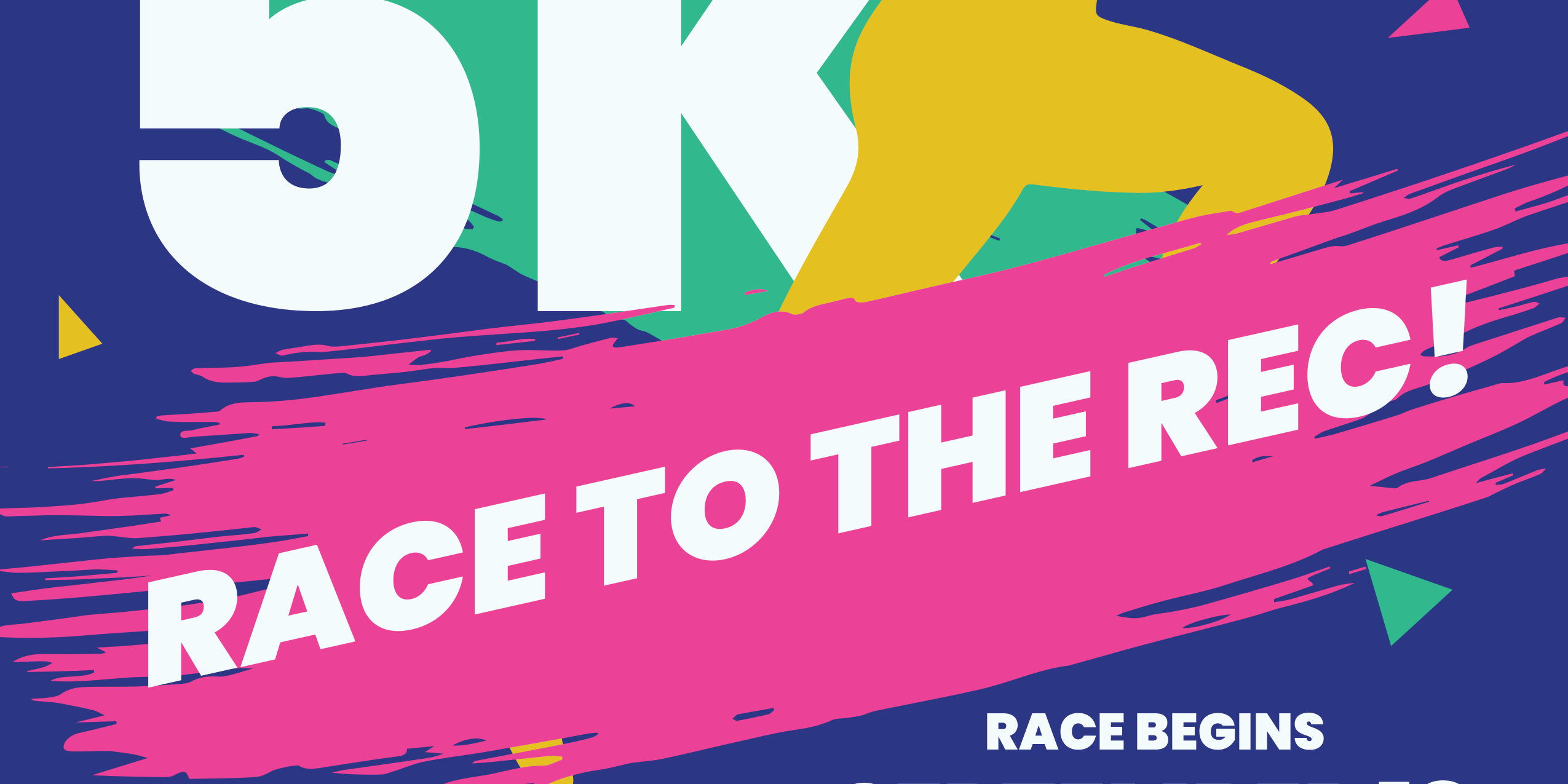 Colorful promotional poster for the ‘Race to the REC! 5K’ featuring a runner silhouette and event details. The race begins September 18 at 9:30 AM and is hosted by the EQT REC Center in Waynesburg, Pennsylvania.