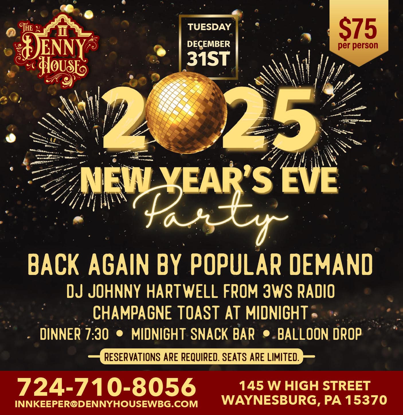 New Years Eve at Denny House flyer