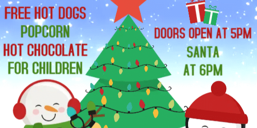 Light Up Nemacolin Event flyer for the 3rd Annual Light Up Nemacolin on Friday, December 11, 2026, at the Nemacolin Volunteer Fire Company, 441 Roosevelt Blvd., Nemacolin, Pennsylvania. Doors open at 5 p.m. and Santa arrives at 6 p.m. Free hot dogs, popcorn and hot chocolate for children. Chinese auction and additional food available for purchase. Flyer features a decorated Christmas tree, snowman and penguin.